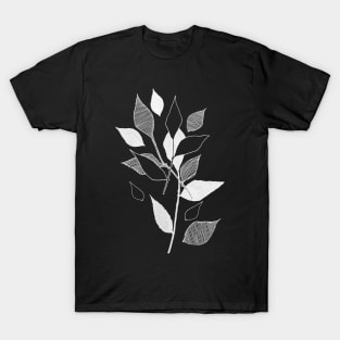 Leaves Pattern Black T-Shirt